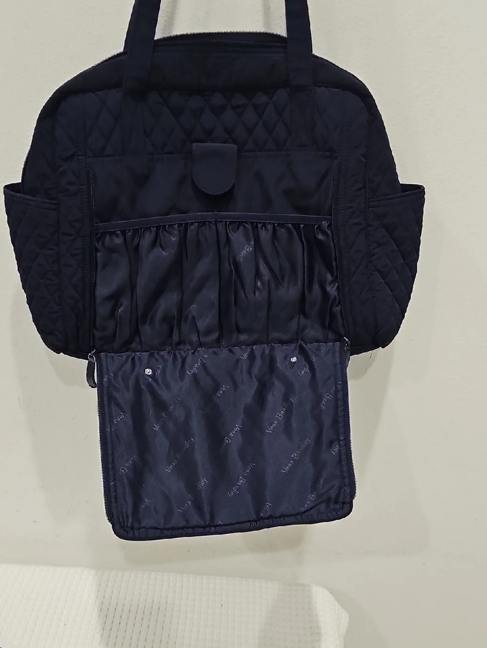 Vera Bradley Black Quilted On the Stroll Tote Bag Diaper Bag